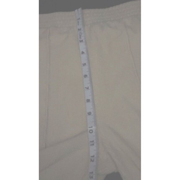 Aerie Cream Ribbed Corduroy Pull On Elastic Waist Wide Leg Flare Pants Med Short - Picture 9 of 11